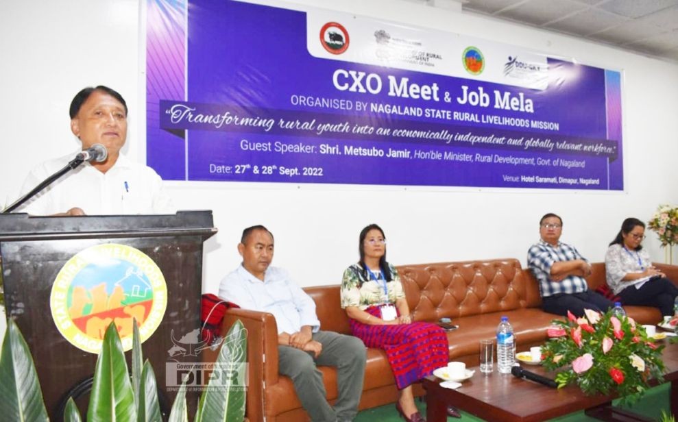 Minister Metsubo Jamir during the NSRLM employers meet at Hotel Saramati, Dimapur on September 27. (DIPR Photo).